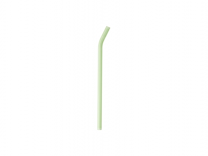 20cm Curved Green Glass Straw