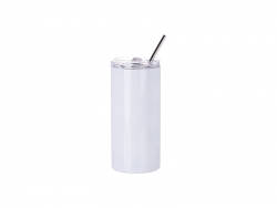 Sublimation 16oz/480ml Stainless Steel Skinny Tumbler with Straw &amp; Lid (White)