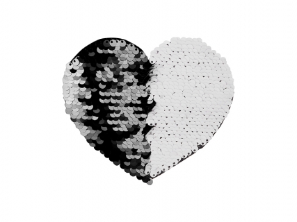 Sublimation Flip Sequins Adhesive Black Base (Heart,Black W/ White)