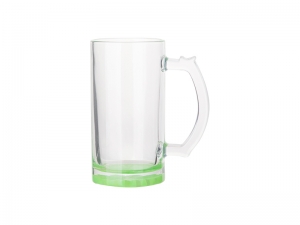16oz Sublimation Clear Glass Beer Mug (Green Bottom)