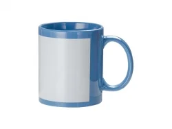 Taza Color Total con Recuadro Rectangular Blanco 11oz (Azul Claro)