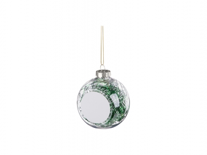 Sublimation 8cm Plastic Christmas Ball Ornament w/ Green String (Clear)