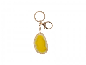 Engraving Agate Keyring (Yellow, φ4-7cm)