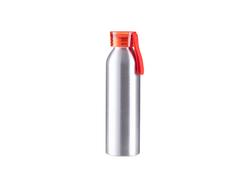 Botella Deportiva Slim Aluminio Plateada 22oz/650ml con Tapa roja