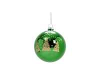 8cm Plastic Patterned Christmas Ball Ornament w/ String(Green, Tree)