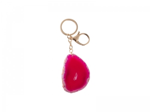 Engraving Agate Keyring (Rose Red, φ4-7cm)