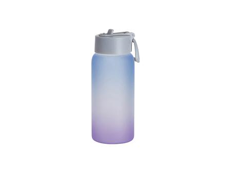 Garrafa Desportiva Vidro Fosco 25oz/750ml Sublimação com Canudo e Tampa Cinza (Cor Degradada Azul e Roxo)