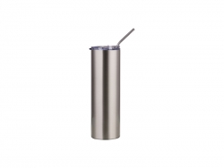 Sublimation 30oz/900ml Stainless Steel Skinny Tumbler w/ Straw &amp; Lid (Silver)