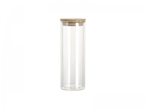 Sublimation Blanks 20oz/600ml Double Wall Clear Skinny Glass Tumbler with bamboo lid