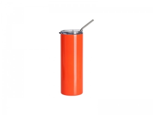 Sublimation Blanks 20oz/600ml Stainless Steel Fluorescent Tumbler with Straw &amp; Lid(Orange)