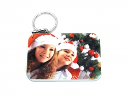 Porte-­clés en plastique rectangulaire 80 x 55 mm blanc Sublimation Transfert Thermique