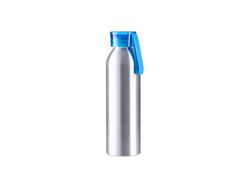 Garrafa Sport Slim Alumínio Prateada 22oz/650ml com Tampa azul