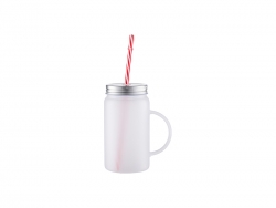 17oz/500ml Sublimation Blanks Mason Jar w/ Straw (Frosted)