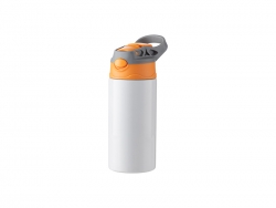 12oz/360ml Kids Water Bottle With Silicon Straw &amp; Gray Handle Lid for Sublimation Printing Blank White