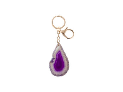 Engraving Agate Keyring (Purple, φ4-7cm)