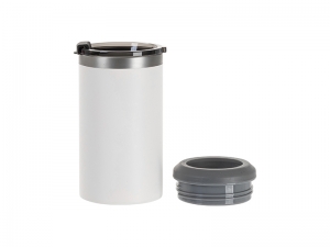 Sublimation Blanks 12oz/350ml Powder Coated 4 in 1 SS Can Cooler (White, Matt Sub Coating)
