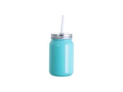 Mason Jar 15oz/450ml Sin asa full color (Azul lago)