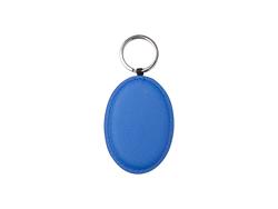 Porta-Chaves Oval Couro para Gravagem (4.5*6.5cm, Azul marinho)