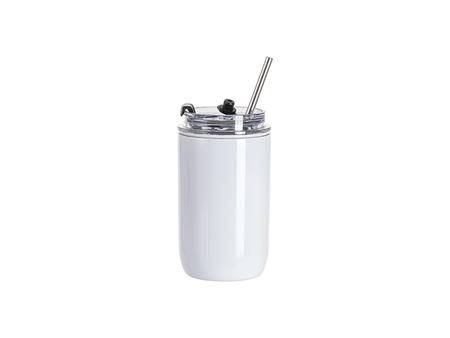 Tumbler Inox 12oz/350ml Flip Tampa de Clique e Canudo (Branco)