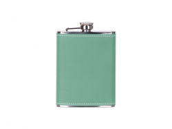 8oz/240ml Stainless Steel Hip Flask with PU Cover (Blue Green W/ Black)