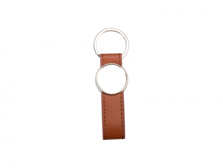 Sublimation Strip PU Key Chain(Round, Brown)