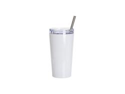 18oz/550ml Sublimation Blanks Stainless Steel Tapered Tumbler with slide waterproof lid &amp; Straw(White)