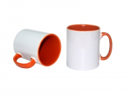 Mug 300 ml avec intérieur et anse orange Sublimation Transfert Thermique