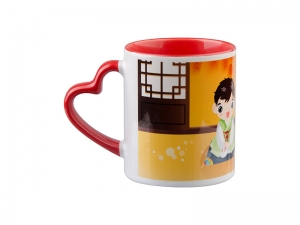 Sublimation 11oz Inner Rim Color Mug with Heart Handle