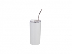 Vaso 17oz/500ml con pajita y tapa Acero Inoxidable (Blanco) 