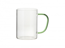 Sublimation 12oz/360ml Glass Mug w/ Light Green Handle (Clear)