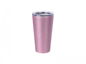 Sublimation 16oz/480ml Glitter Stainless Steel Tumbler w/ Lid (Pink)