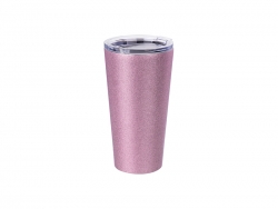 Sublimation 16oz/480ml Glitter Stainless Steel Tumbler w/ Lid (Pink)