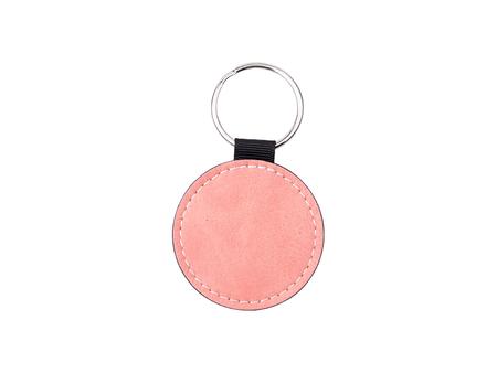 Sublimation PU Leather Key Chain (Pink, Round)