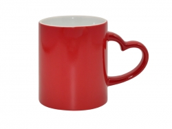 Sublimation 11oz Full Color Change Mug with Heart Handle Red
