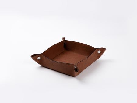 Engraving Leather Tray(Brown/Black, 15*15cm)