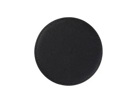 Engraving Blanks Round Leather Mug Coaster(Lychee Pattern Black W/ Gold, φ10cm)