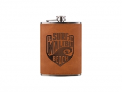 Sublimation 8oz Stainless Steel Hip Flask with PU Cover (Brown)