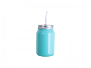 Sublimation Blanks 15oz/450ml Full Color Mason Jar no Handle (Lake Blue)