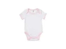 Mono Bebé Manga Corta Talla S (Borde rosa,0-3M)