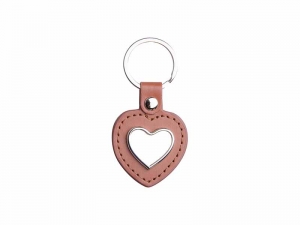 Sublimation PU Key Chain(Heart, Brown)