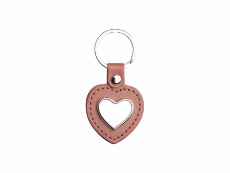 Sublimation PU Key Chain(Heart, Brown)
