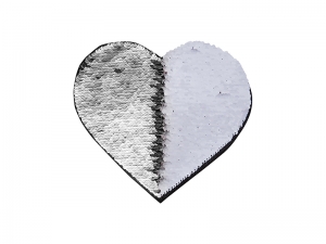 Sublimation Flip Sequins Adhesive (Heart, Silver W/ White)