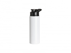 Sublimation Blanks 750ml White Aluminium Bottle w/ Black Portable Flip Lid