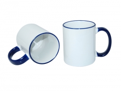 Mug blanc 330 ml avec anse bleu marine Sublimation Transfert Thermique