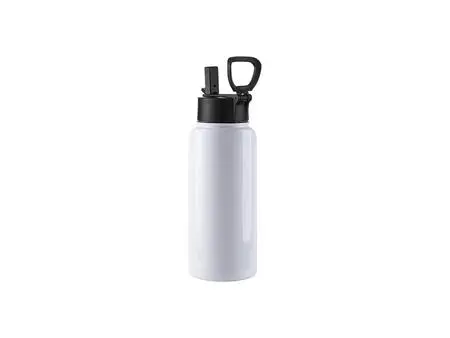 Botella de Agua Acero Inoxidable con Boquilla y Agarre Giratorio 32oz/950ml (Blanco)