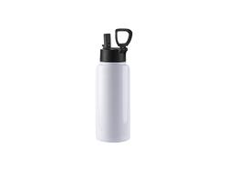 Botella de Agua Acero Inoxidable con Boquilla y Agarre Giratorio 32oz/950ml (Blanco)