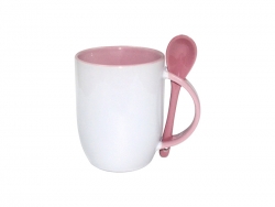 Mug JS Coating avec cuillère rose Sublimation