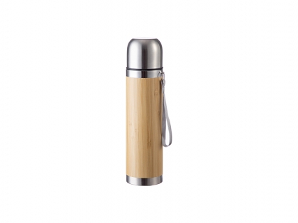 14oz/420ml Engraving Blanks Bamboo Thermal Flask w/ Silver Lid