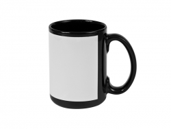 Mug 450 ml noir avec patch blanc Sublimation Transfert Thermique