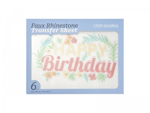 Faux Rhinestone Transfer Sheet 6pcs(Happy Birthday)